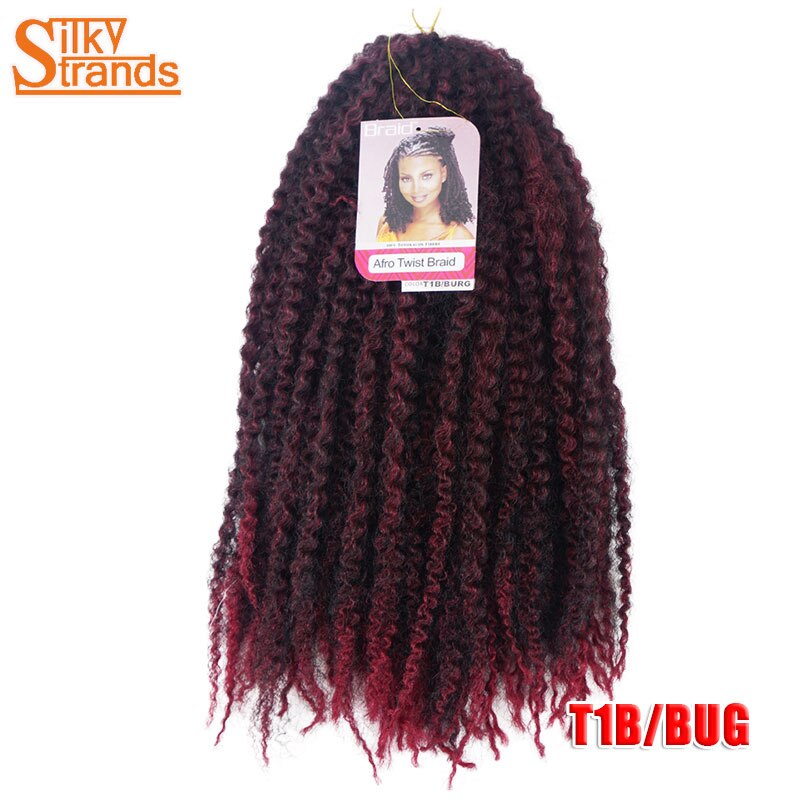 18 Inch Ombre Marley Braids Crochet Hair Crochet Braid Twist Box Afro Synthetic Jumbo Braiding Hair Extensions For Black Women: T1B/Burgundy / 1 pack