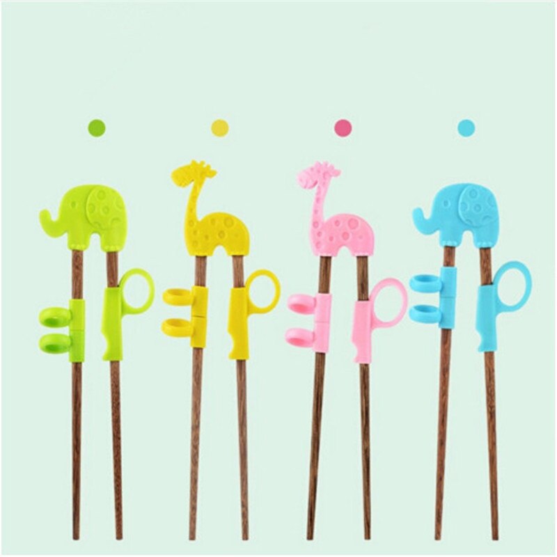 1 par de palillos chinos lindos para niños bebé madera dibujos animados aprendizaje pajilla reutilizable entrenamiento palillos Inicio Bebé Productos