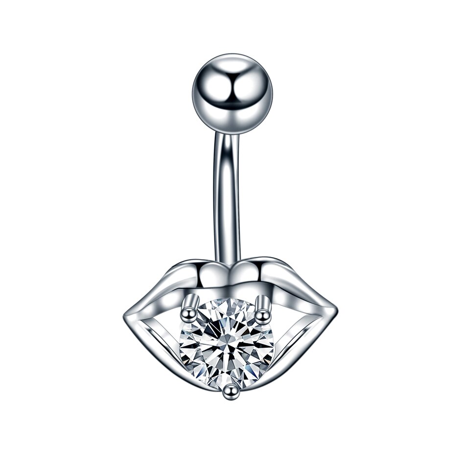 1 PC Silver Crystal Surgical Steel Navel Piercing Heart Zircon Belly Button Rings Women Belly Button Piercing Ombligo Pircing: Style 1