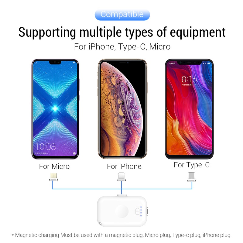 PZOZ Magnetic Power Bank For iPhone Micro USB Type C 1200mAh Mini Magnet Charger Power Bank For iPhone iPad Xiaomi Huawei Phone