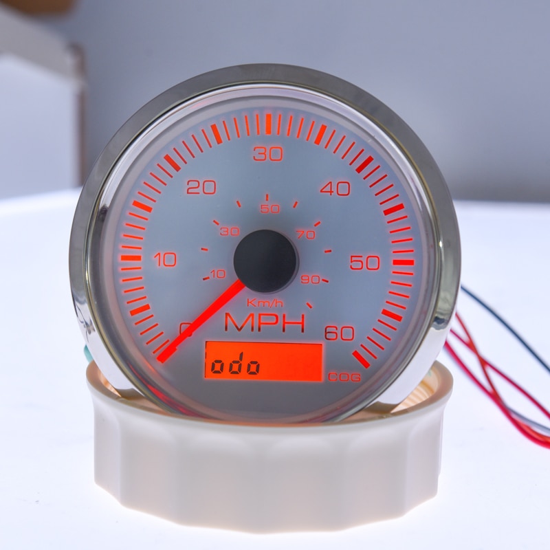 85Mm Gps Snelheidsmeter Gauge 60 Mph 90 Km/h Totale Kilometerstand Kilometerteller Voor Motorfiets 12V 24V Rood Geel backlight