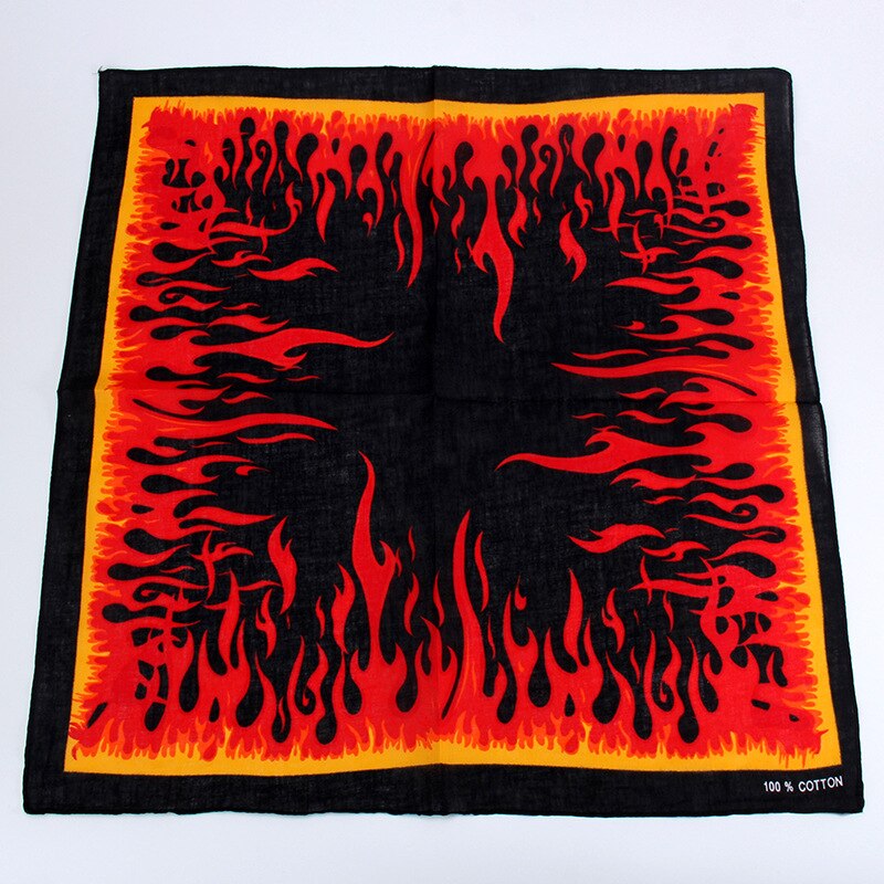 Los hombres chico mujeres Hip Hop Pañuelo cuadrado pañuelo de llamas de fuego imprimir pañuelos de bandana diadema cuello muñeca de banda Headtie Pañuelo cuadrado