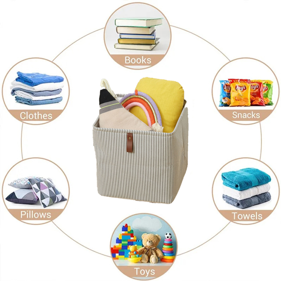 Cube Folding Storage Box With Handle Fabric Storage For Toys Clothes Storage Bins Home Closet Office Nursery Organizer
