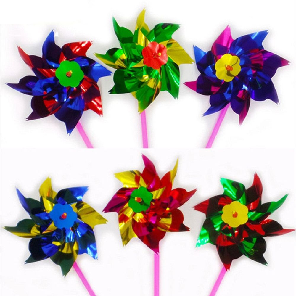 10Pcs Kleine Kleurrijke Plastic Pinwheel Wind Spinner Windmolen Tuin Partij Decoratie
