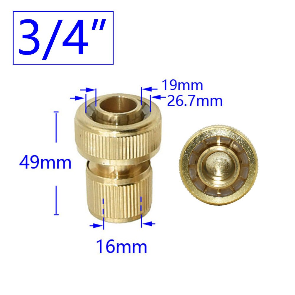 1/2&quot; 5/8&quot; 3/4&quot; Garden Quick Connector Brass Copper Thread Joint Irrigation Hose Waterstop Fittings Watering Tube Adaptor 1pc