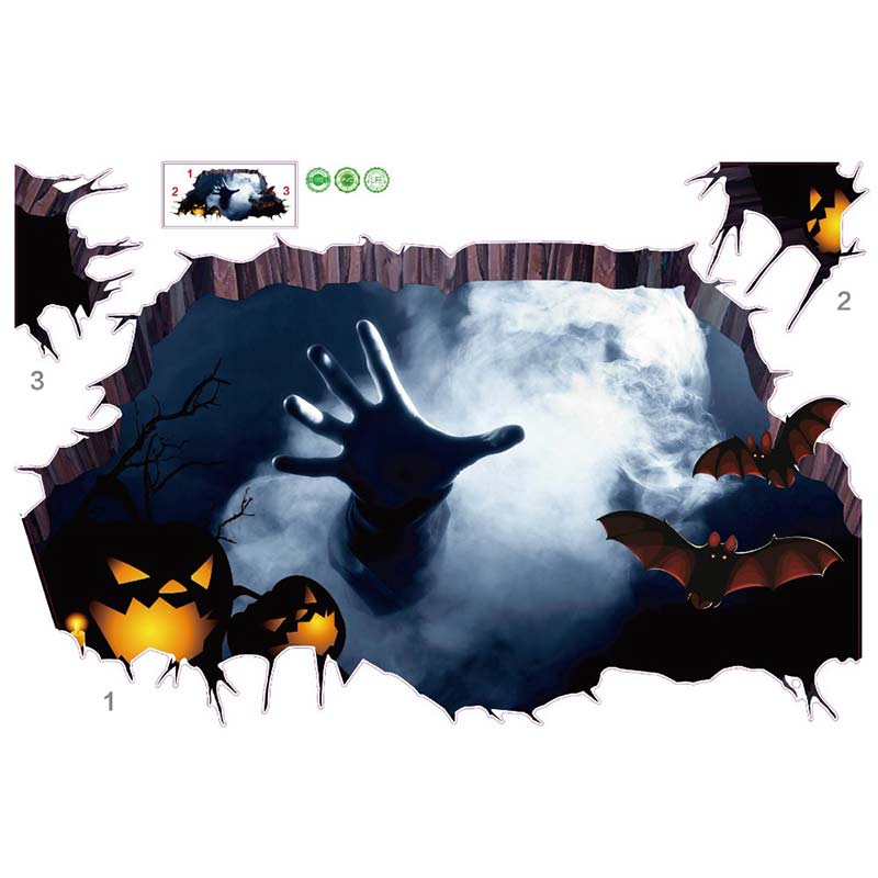 1Pc Halloween Beweegbare Muurschildering 3D Sticker Woonkamer Slaapkamer Waterdichte Sticker Floor Wanddecoratie Decal Feestartikelen