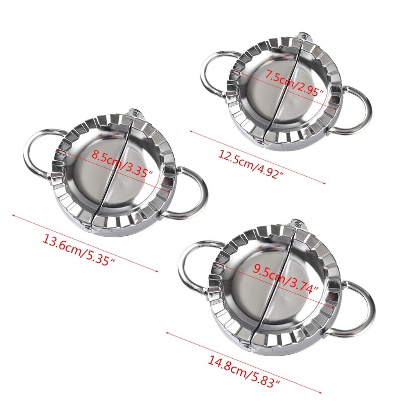 Stainless Steel Dumpling Maker 3 Pcs Small Medium and Large Dumpling Mold Dough Press Cutter Wrapper Pie Crimper Pastry Tools Ra: 2