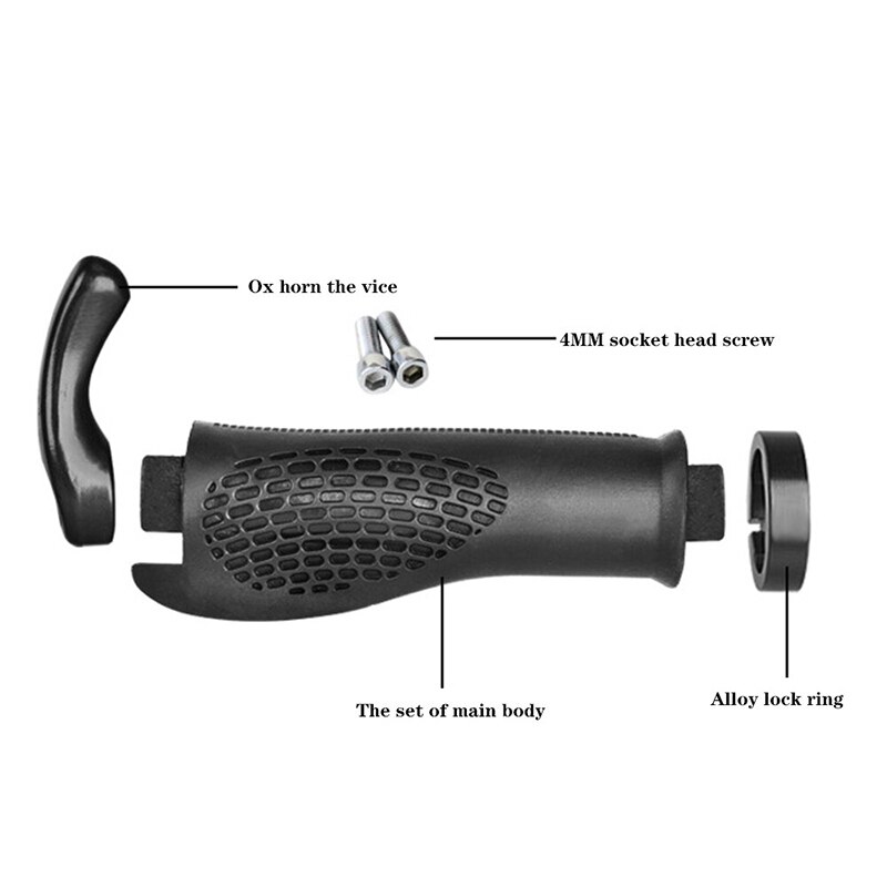 Bicycle Handlebar Grip Ergonomic Anti-Skid Lock-on Handle Cover Aluminum Alloy Rubber Grip MTB Bike N66
