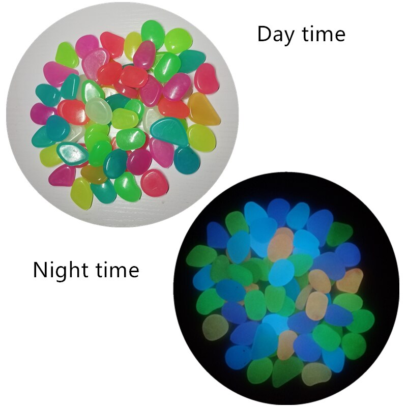 20 stk hage lysende glødende steinstein glød mørk hagestein steiner for gangveier hagesti fisketank dekor 10 farger