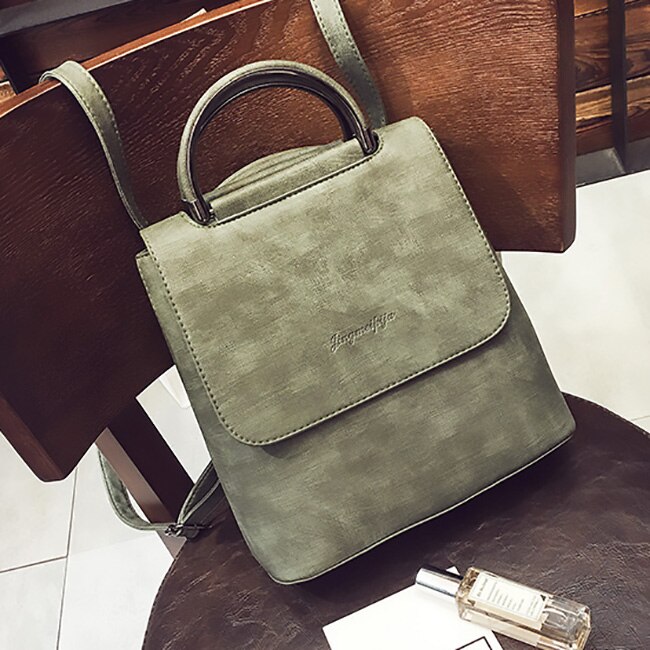 Sac à dos en cuir Pu pour femmes, sac de voyage à bandoulière pour l'école, grande , pour adolescentes,: GREEN