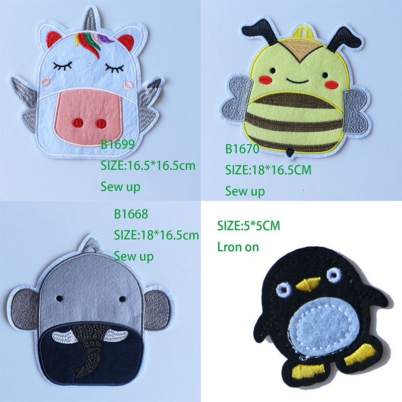 Schattig klein dier 3d eenhoorn honingbij olifant pinguïn patch voor kleding sticker voor jongen meisje diy patches t-shirt badges