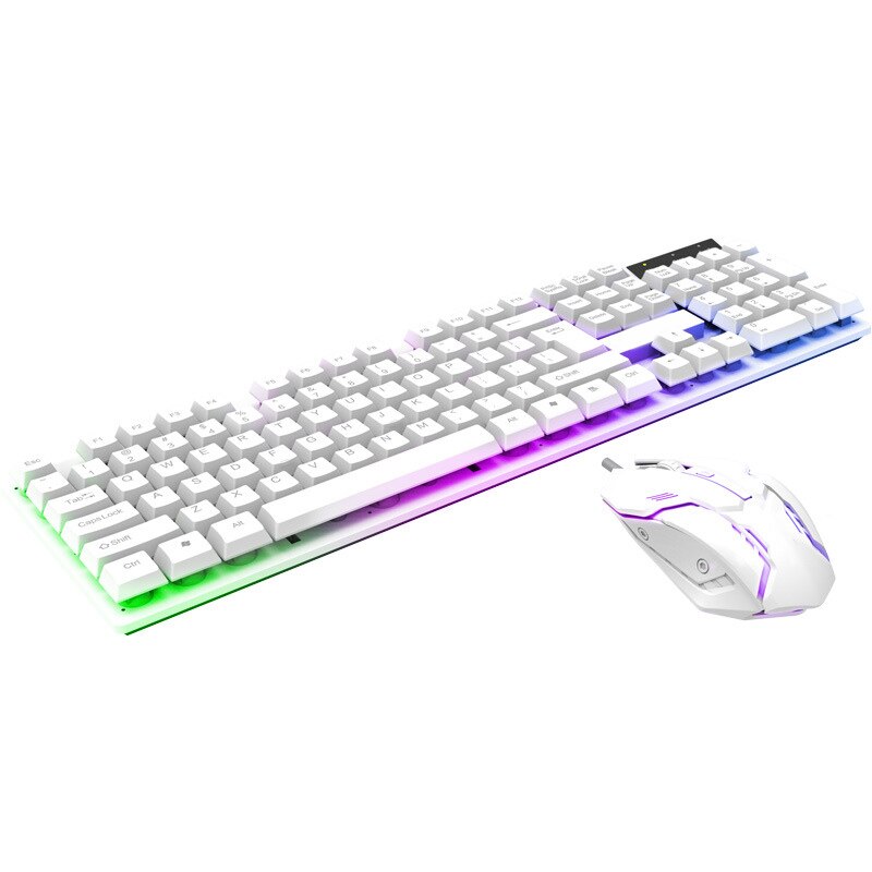 Wired Gamer Keyboard USB Connection Mechanical Keyboard Hybrid Sandwich Backlit Gaming Keyboard 104 Keycaps For Notebook PC: White