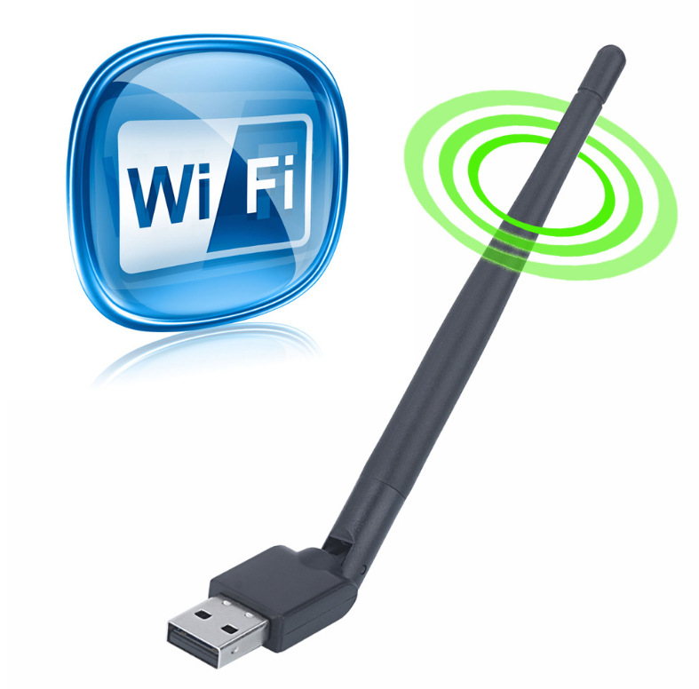 Adaptador Wifi Sem Fio 150 Mbps Antena 20dBm Dongle USB Receptor de TV Wifi MT7601 RTL8188 Placa de Rede 802.11b/n/g para Receptor de TV