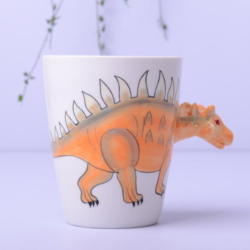 Tasse en céramique 400ml animaux de dessin animé tasse à café et lait tasse de couleur peinte à la main 3d animaux bureau maison enfant tasse: Allosaure