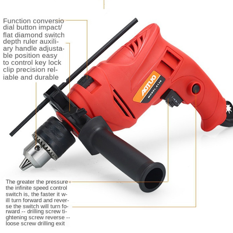 Spot Impulse Electric Drill Multi-function Electric Drill Dual-purpose Hand Electric Drill Multi-function Domestic Impulse Drill