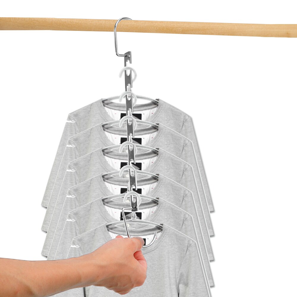 Składane wieszaki na ubrania 6 otworów suszarka robić prania ze stali nierdzewnej naścienny ruchomy wieszak na płaszcze kryty wieszak oszczędzający miejsce
