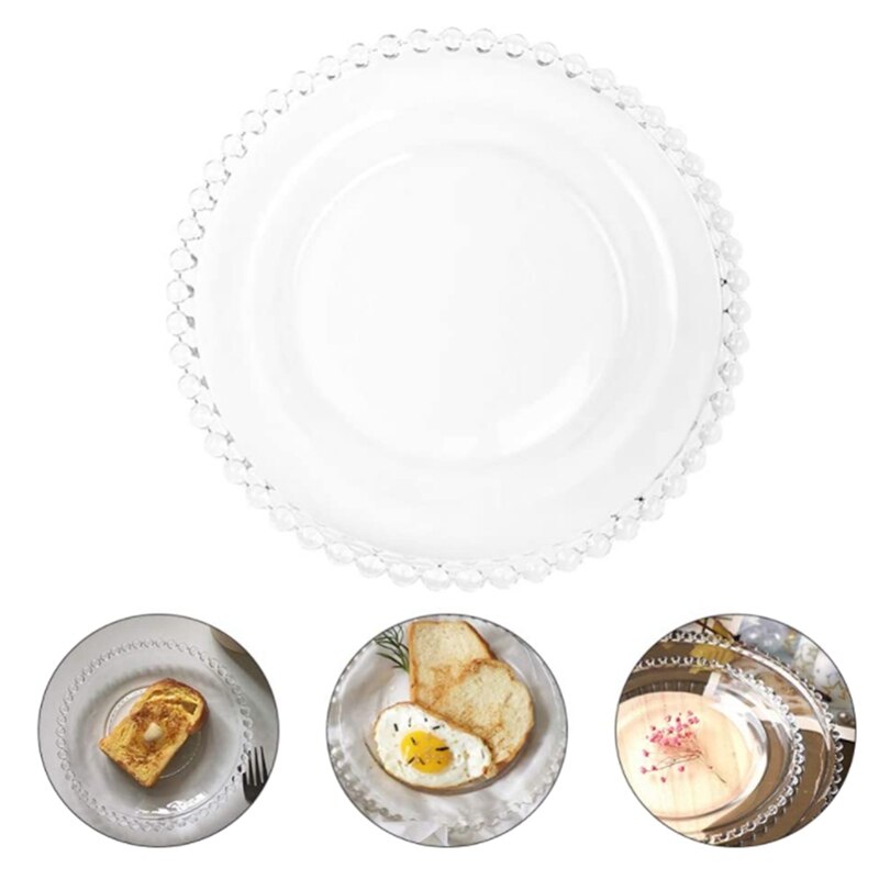 Practical Glass Dinner Plate Serving Platter Dish Glass Serving Dish Food Tray Party Platter for Fish Sushi Fruit Cheese(8 Inche