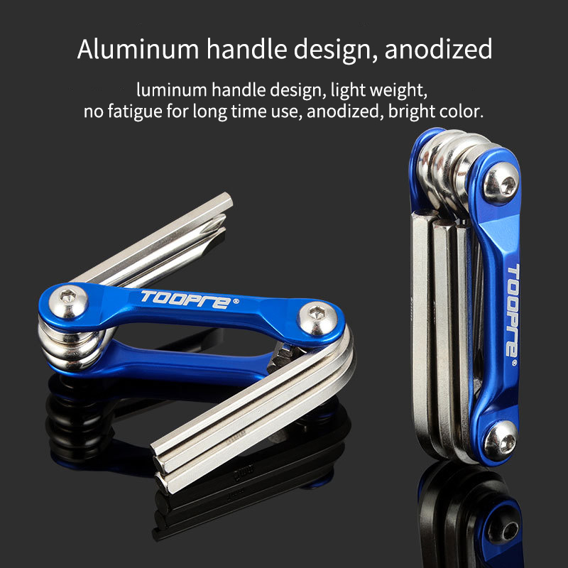 TOOPRE TL-833 Opvouwbare stalen binnenzeskantsleutelboxset Draagbaar zeshoekig middengat Multifunctioneel onderhoudsgereedschap