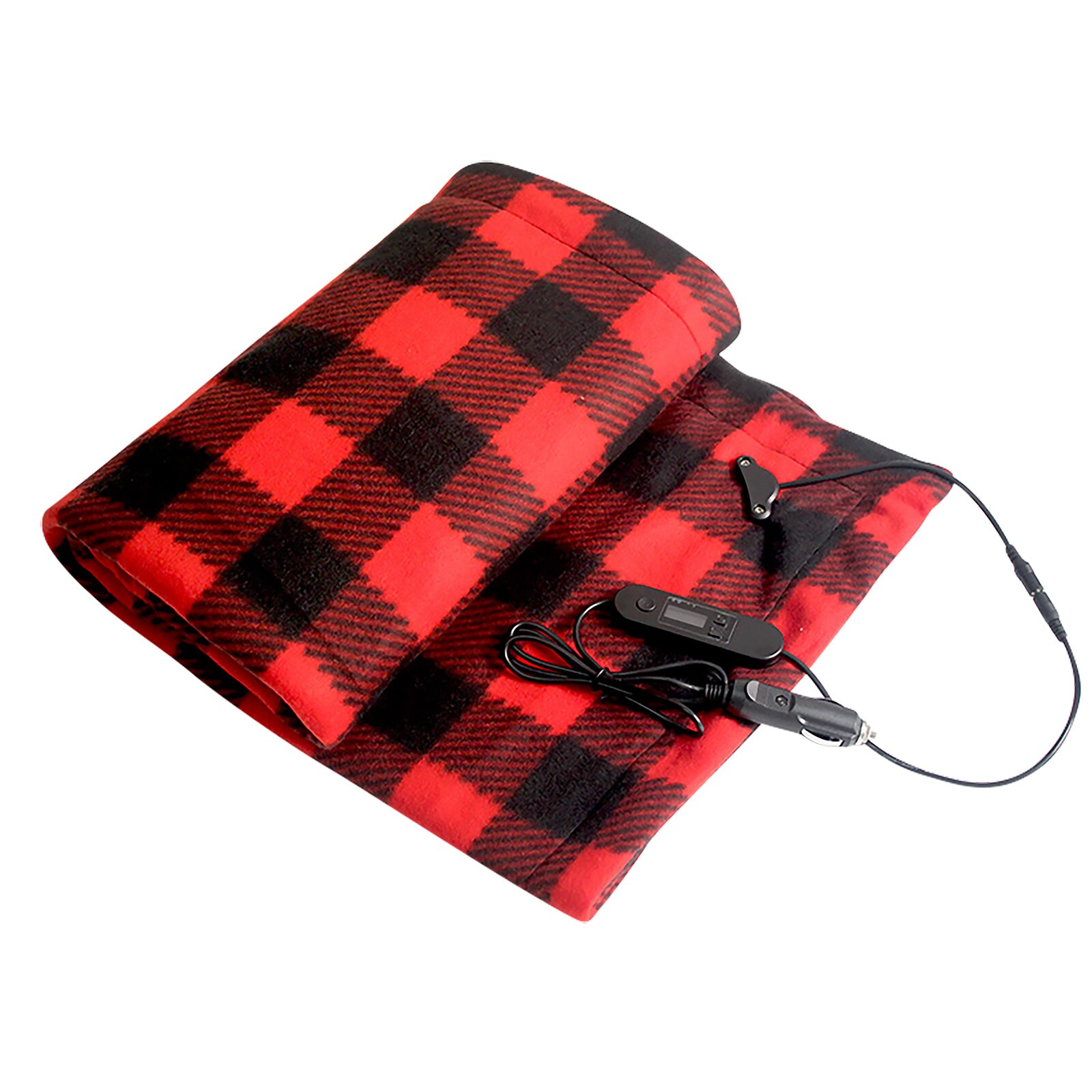 Electric Car Blanket Heated 12 Volt Fleece Travel Throw Rug for Car Cold Weather Overheating Protection Blanket: Red