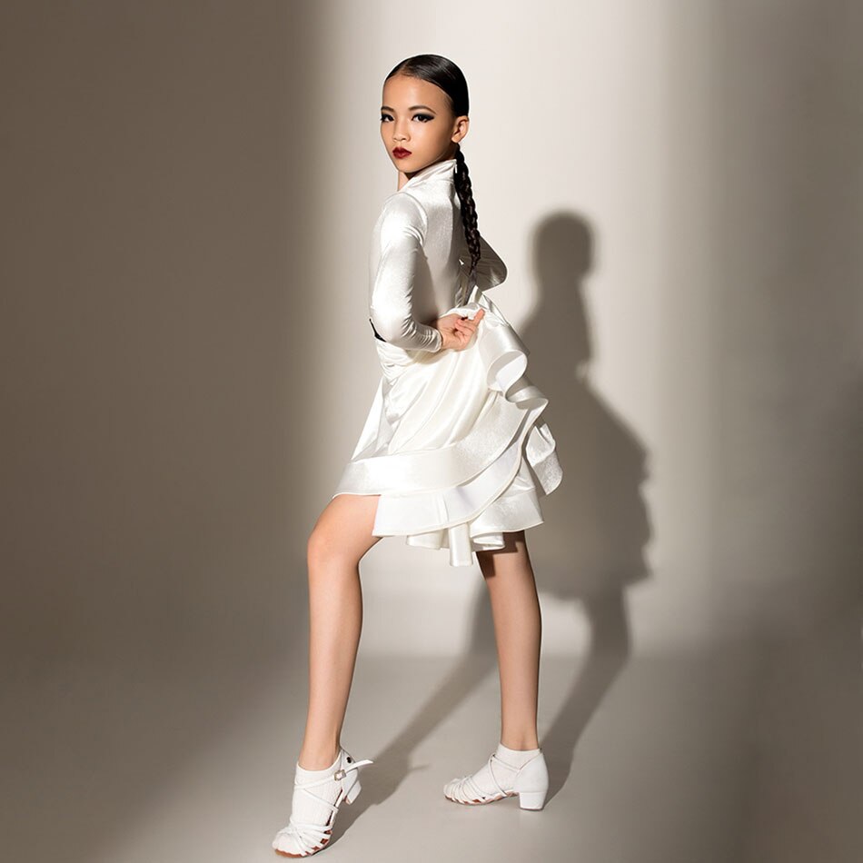 Winter G3583 Kids Latino Dance Dress Child Girls Velvet Dance Skirts Ballroom Cha Cha Rumba Standard Costume