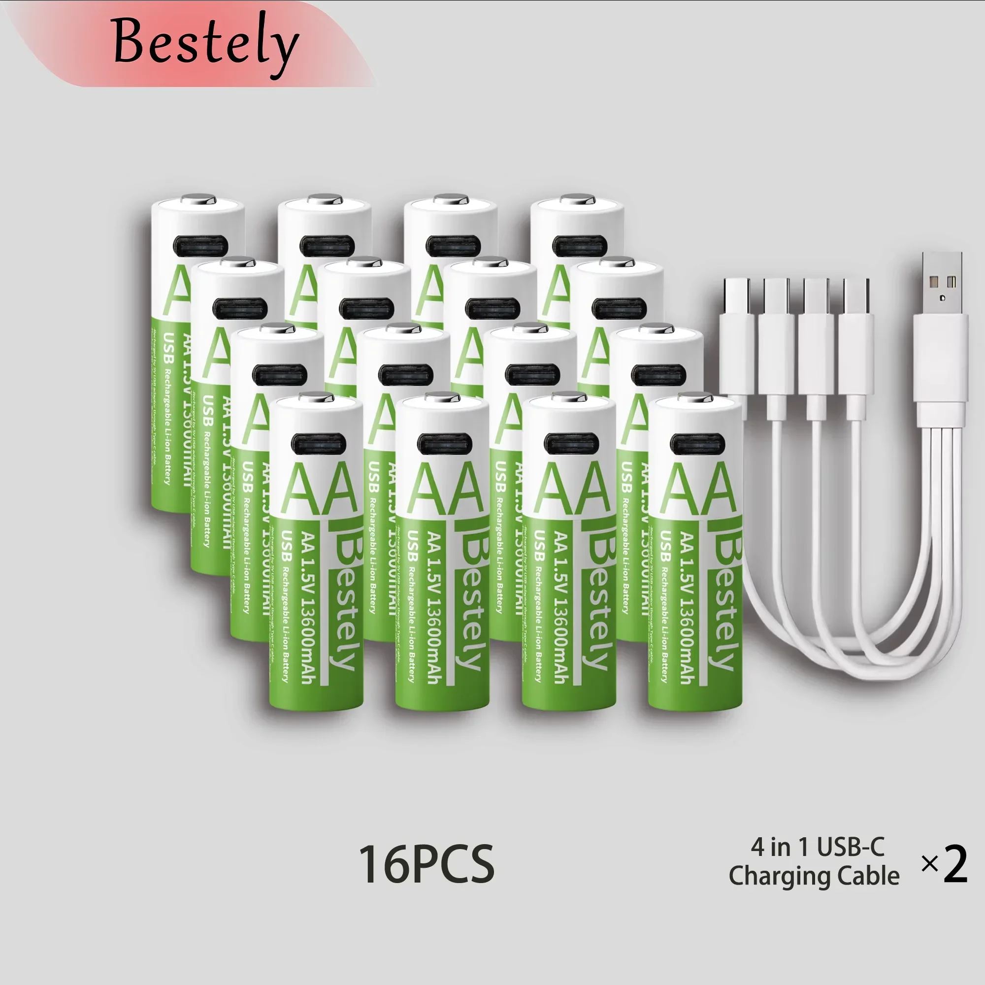 AA rechargeable lithium battery 1.5V 13600mAh large capacity constant voltage USB fast charging controller mouse specific: Brown