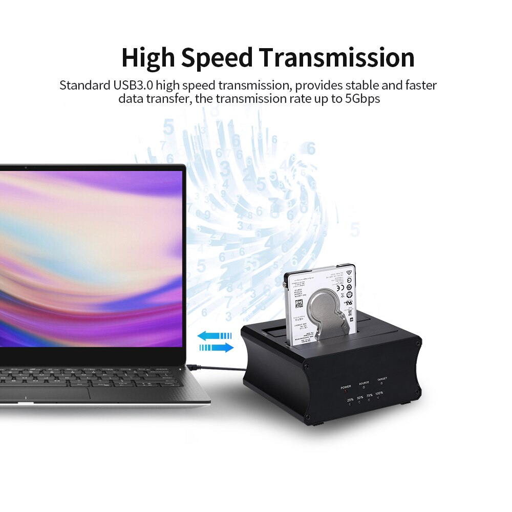 Aluminium Alloy USB 3.0 Dual Bay HDD Docking Station 2.5/3.5inch SATA HDD/SSD Docking Station