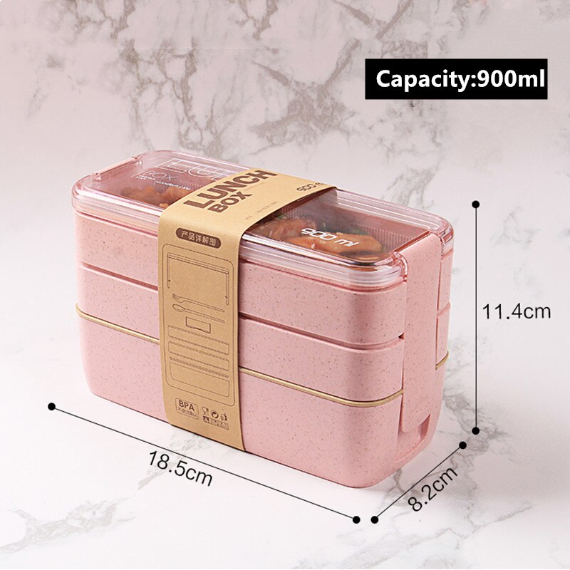 201-300ml/900ml Healthy Material Lunch Box 3 Layer Wheat Straw Bento Boxes Microwave Dinnerware Food Storage Container Lunchbox