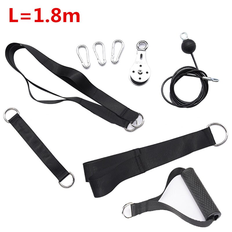 Gym DIY Pulley Training Device Arm Muscle Trainer Biceps Triceps Lifting Pull Rope Wrist Roller Workout Exercise Pulley Set: Clear