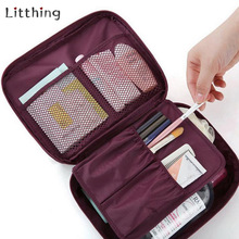 Litthing Rits Make-Up Tas Cosmetische Tas Vrouwen Waterdichte Reizen Make Up Bag Organizer Voor Toilettas Kit 16.5x21cm # N