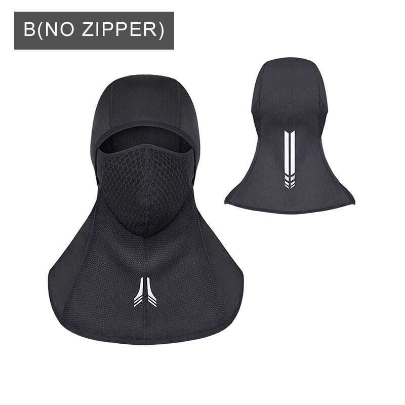 WHEEL UP Cycling Face Mask Cap Ski Bike Thermal Fleece Balaclava Winter Bicycle Face Mask Dustproof hood Skating Hat Headwear: B(NO ZIPPER)