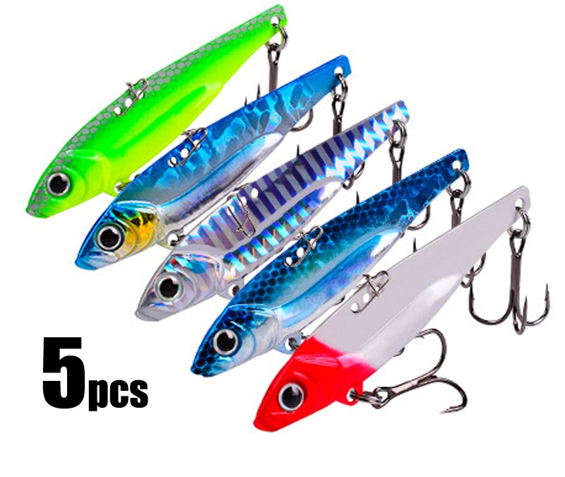 Lot d&#39;appâts en métal pour la pêche, leurre vibrant pour attraper des poissons tels que les bars, les brochets, les perches, les cigales, coulant, vibrant, avec lame, 7g, 12g, 17g, 5 pièces: 12g  5pcs