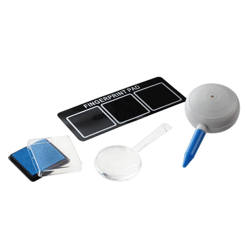 Conjunto de huellas digitales, experimentos de Detective, juguete con almohadillas de sello, lupa, cepillo