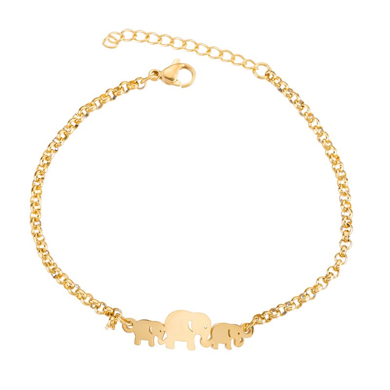 Pulseira animal para mulher de aço inoxidável por atacado pulseira ajustável simples elefante pulseiras presentes para acessórios femininos: gold
