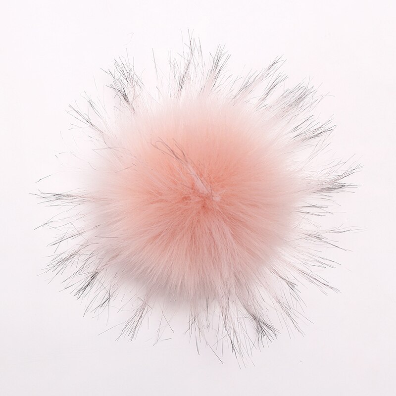 Pompons artificiels 10cm pour chapeau et bonnet d'hiver | Avec bouton en fourrure de raton laveur, Pom Poms en boule pour femmes et enfants, fournitures de bonnets: Rose
