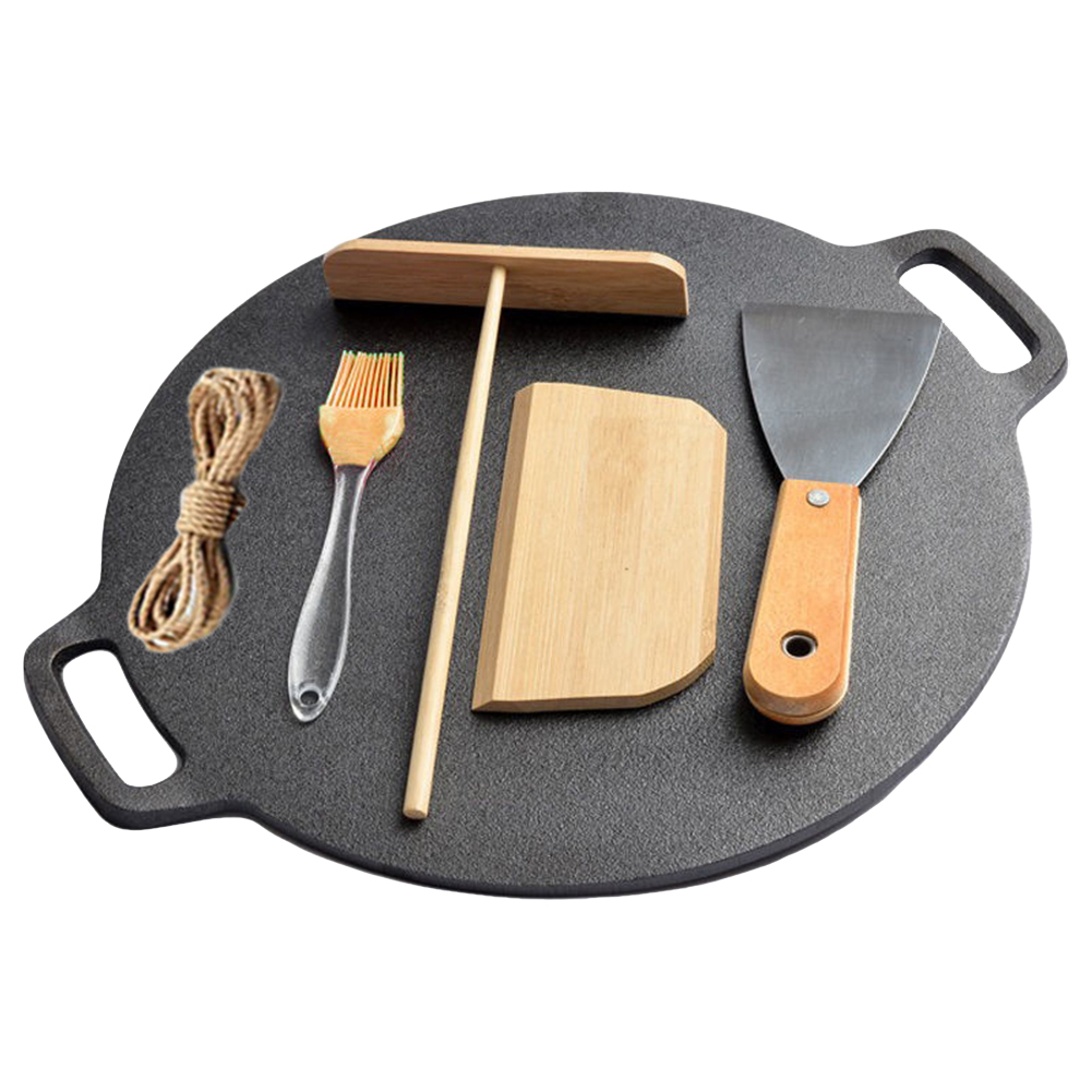 Pannkakspanna pannkaksjärn non-stick pannkaksstekpanna rund pannkaksbakpanna med handtag grillpanna för grillpicknick