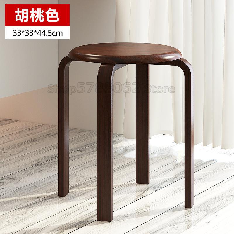 Dining Stool Solid Wooden Stool with anti slip Pad Heavy Bearing Chair Rounded Edge Sitting: 3