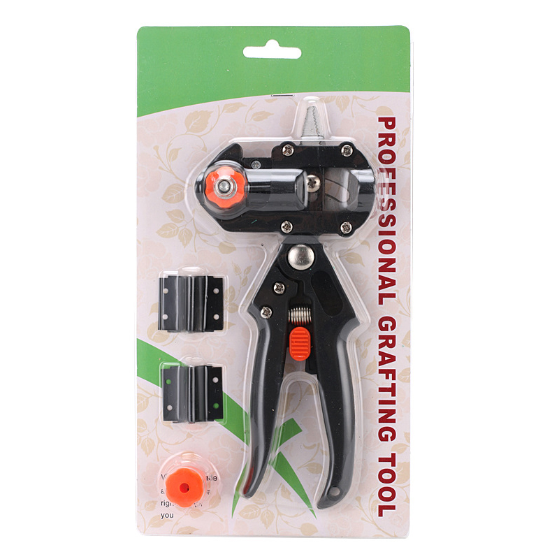 Profissional red toolbox enxertia pruner ferramenta de jardim tesouras de poda agricultura tesoura frutas árvore vacinação secateurs com fita: Marrom