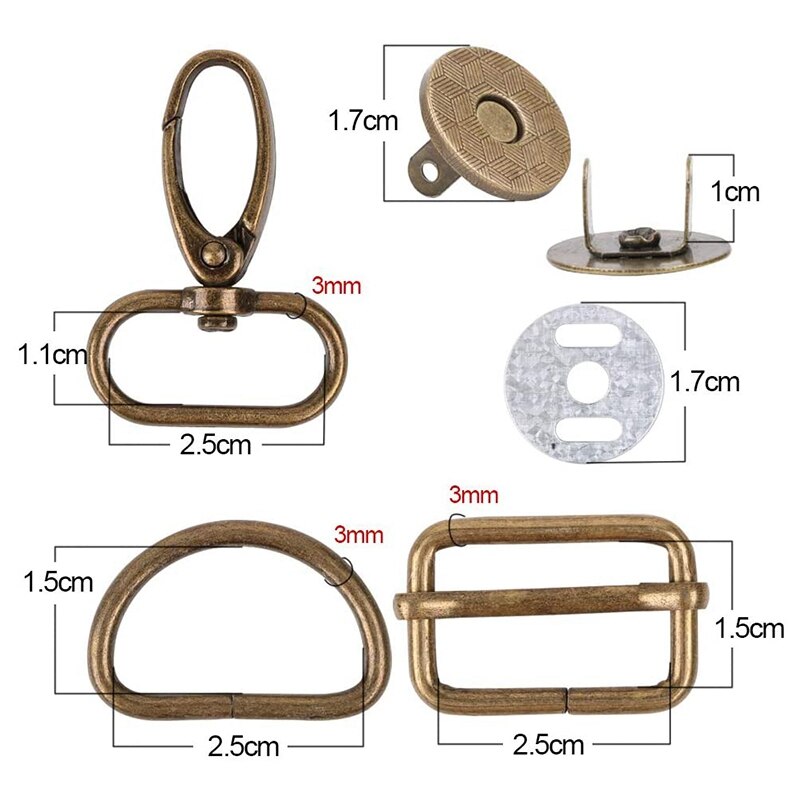 40 stk. 25mm d-ringe til stikkontakter, netiknapper, drejeknapper, tre sysække med glidende lås (bronze)