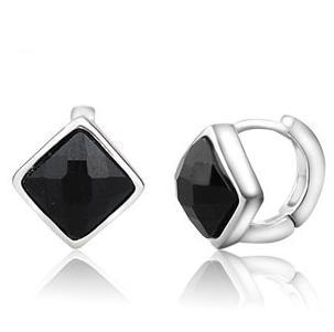 Vendita calda del nero di modo delle donne di cristallo 925 sterling silver 'orecchini all'ingrosso di gioielli regalo di compleanno femminile