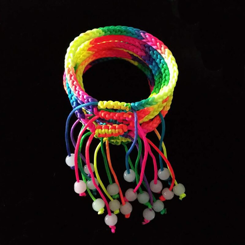 10 x Algodão Íris Macrame Cabo Trançado de Fio de Multi-Cor Ajustável Abertura Cuff Pulseiras Unisex Jóias Feitas À Mão