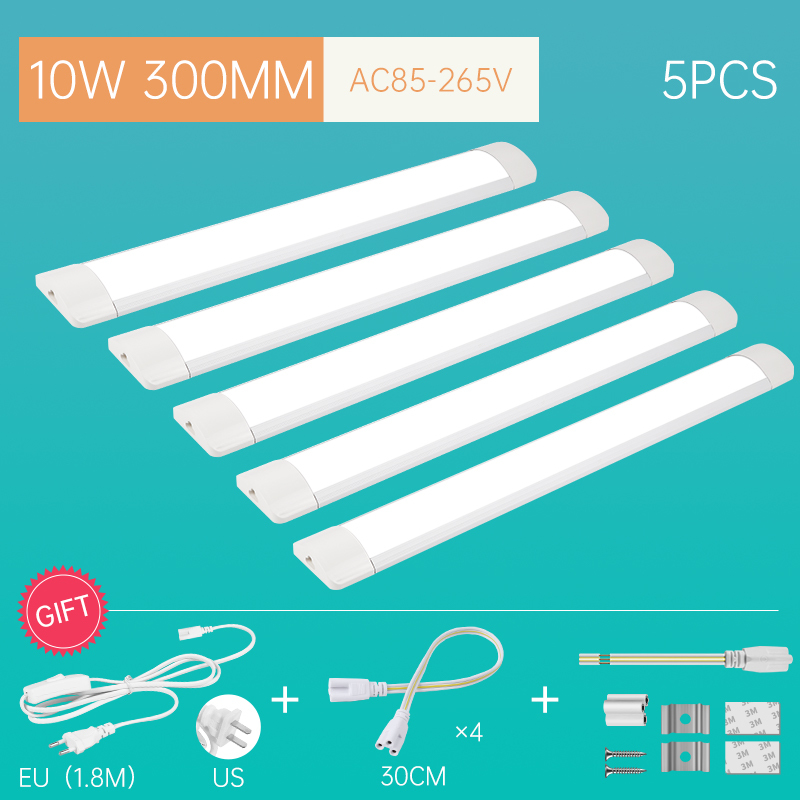 Tira de luces Led de tubo de 220V con Cable, accesorio de luces para el hogar, dormitorio, cocina, armario, iluminación, lámpara interior, tubo de 110V: YELLOW / Plata / 5 ud