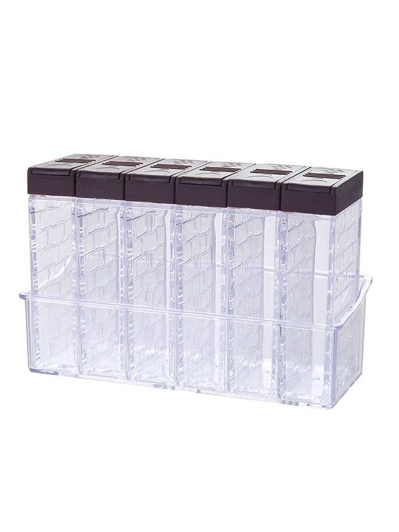 Caja organizadora de especias para cocina, tarros de sal y pimienta de PP, almacenamiento de especias, organización del hogar, 6 unids/set por juego