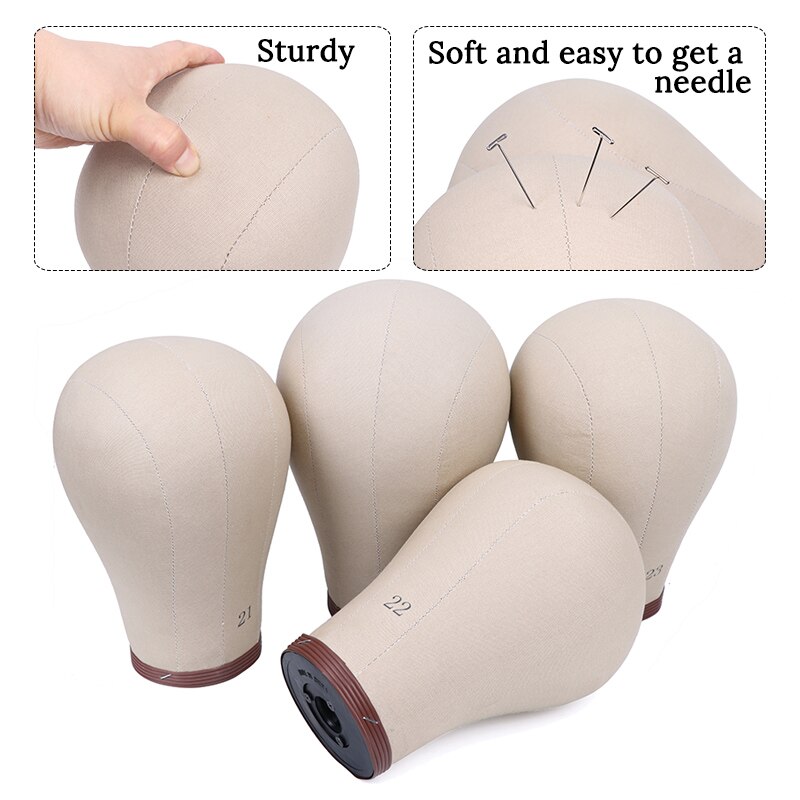Cabeza de corcho 100% para pelucas, cabeza de maniquíes sin costuras para entrenamiento de peluquería, cabeza de bloque de lienzo de 21-24 pulgadas