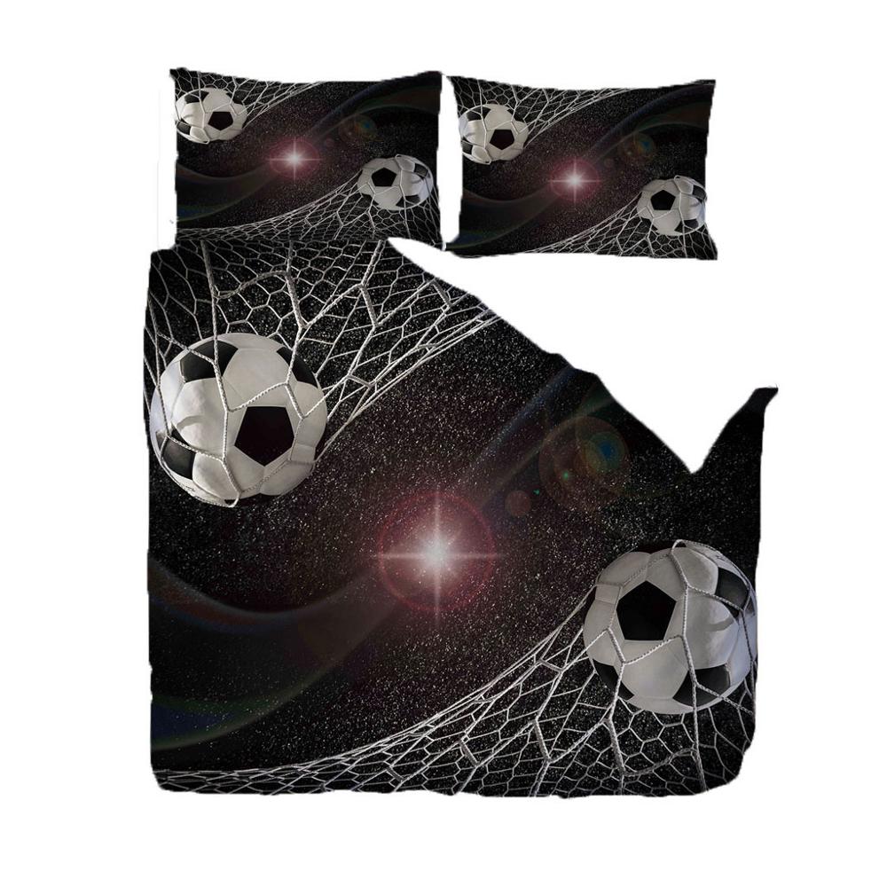 Fotboll lakan 3d sängkläder påslakan påslakan säng stjärnhimmel spridd överkast sängöverkast örngott queen size: Svart fotboll / Oss fulla