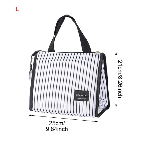 Bolsa térmica negra para almuerzo familiar, bolsa de aislamiento térmico Bento para escuela, Picnic, bolsa para comida de viaje, organizador de frutas, suministros de accesorios: White L Lunch Bag