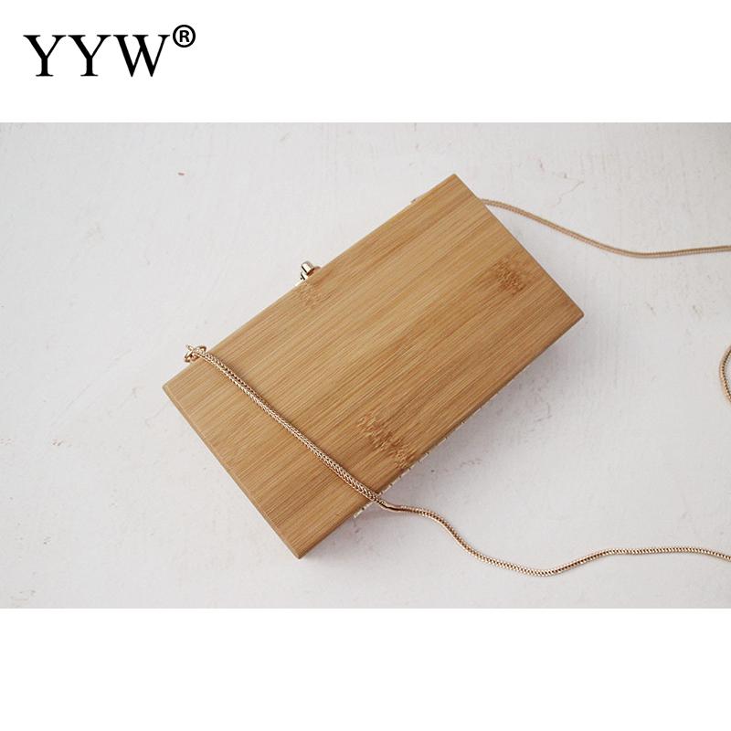 Træboks clutch taske solid aften fest håndtaske sommer bryllup dame håndtaske prom brude clutches skuldertasker pochette femme