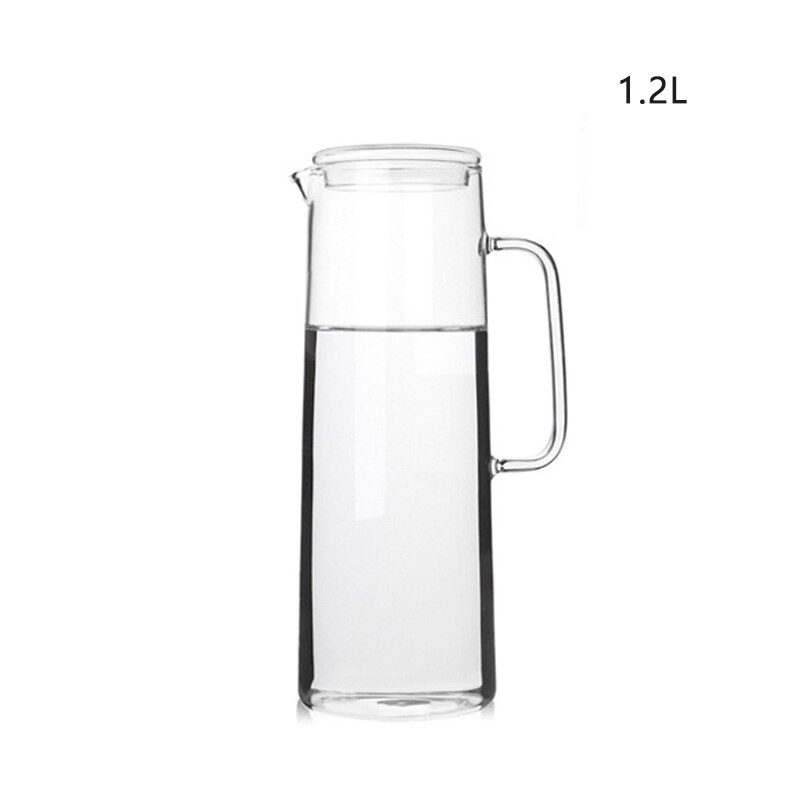 Szklany pojemnik na wodę butelka na wodę zimną rączką czajnik wodny przezroczysty żaroodporny sok czajniczek dzbanek na wodę czajnik 1,2l 1,5l: C
