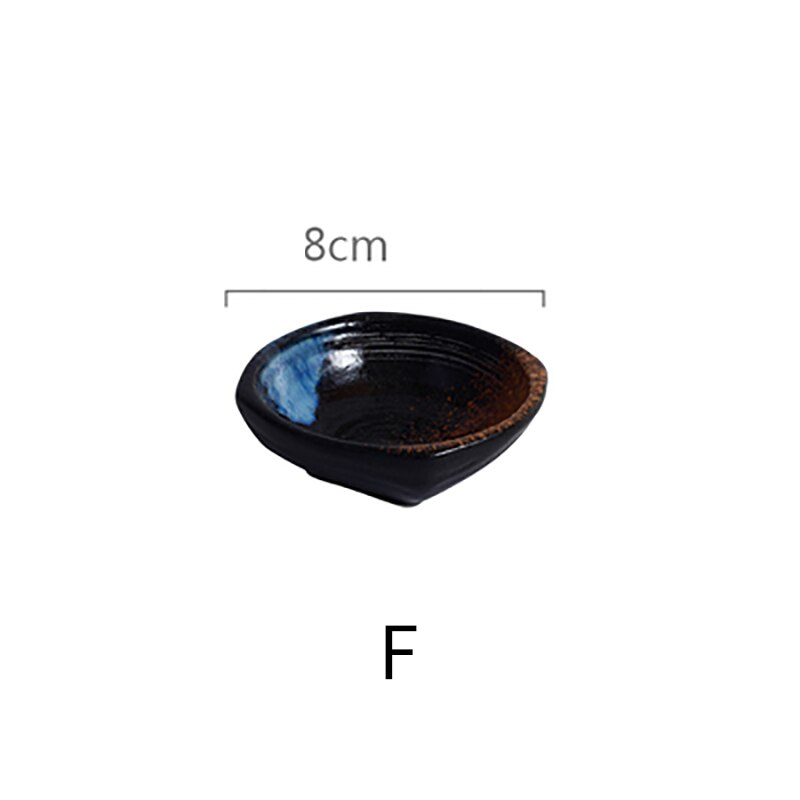 Japanese Style Ceramic Sauce Dish Round Square Household Hotel Small Dish Seasoning Soy Sauce Dish Tableware: F