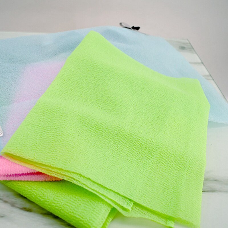 Nylon Solid Color Bath Towel Pull Back Towel Exfoliating Rubbing Dead Skin Towel Household Soft Face Wash Towel Color Random