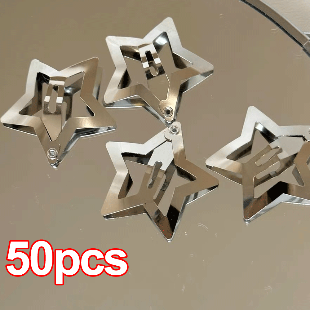 Horquillas plateadas con forma de estrella para mujer, accesorios de joyería para el cabello, 2/100 unidades: Rojo